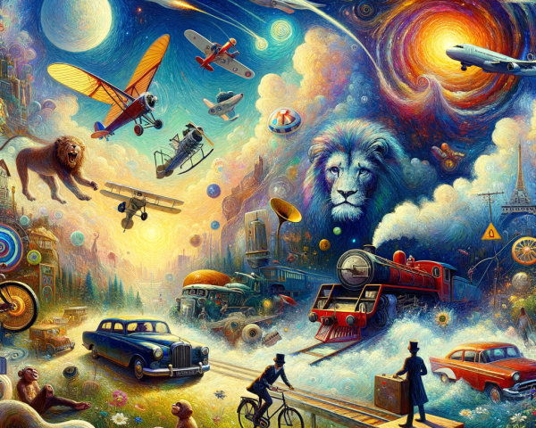 Surreal Landscape Merging Time and Technology Elements