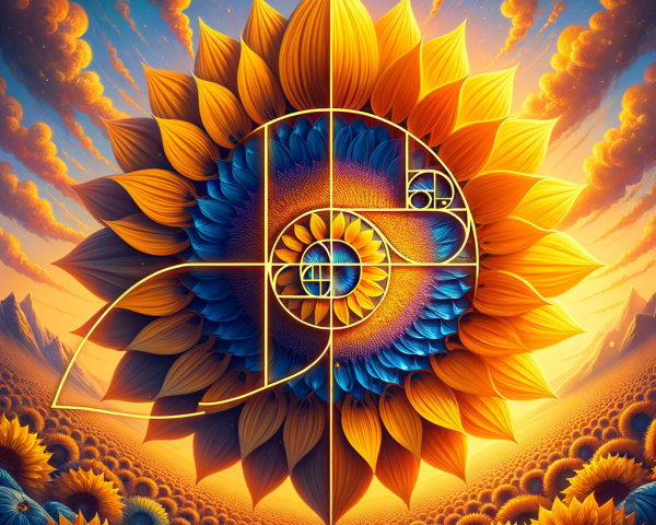 Vibrant Sunflower Design with Golden Yellow and Blue