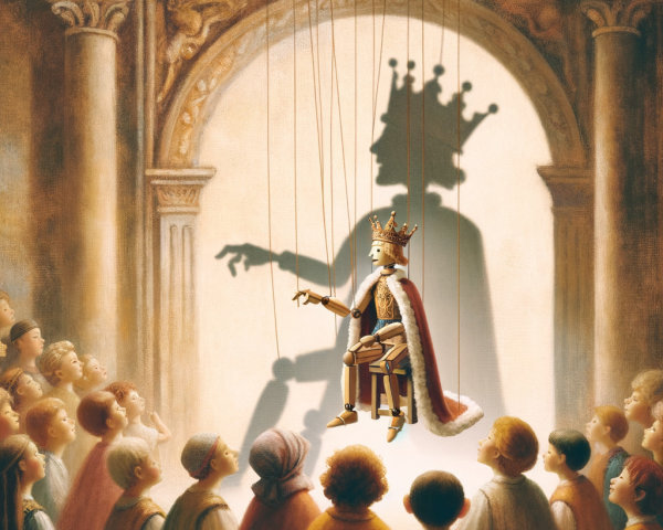 Marionette King on Throne Captivates Children’s Audience