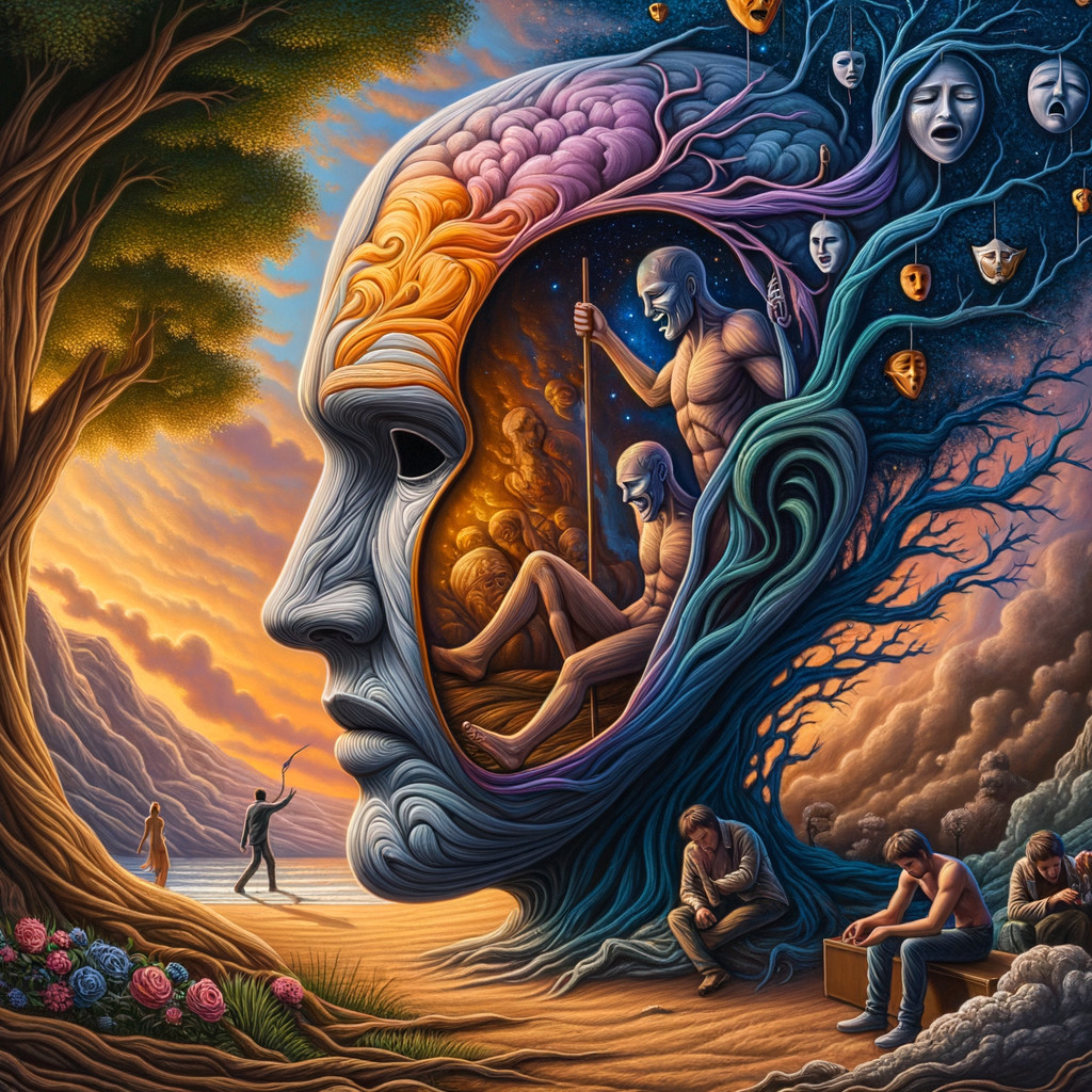 Surreal Artwork of Merging Human Face and Landscape