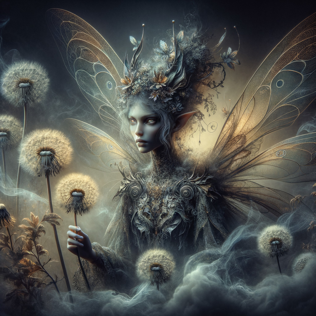 Mystical Fairy in Enchanting Forest with Dandelions