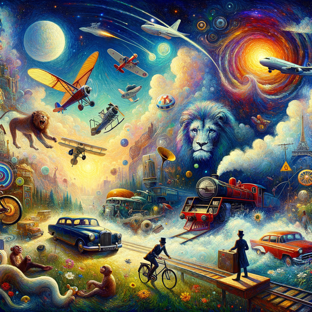 Surreal Landscape Merging Time and Technology Elements