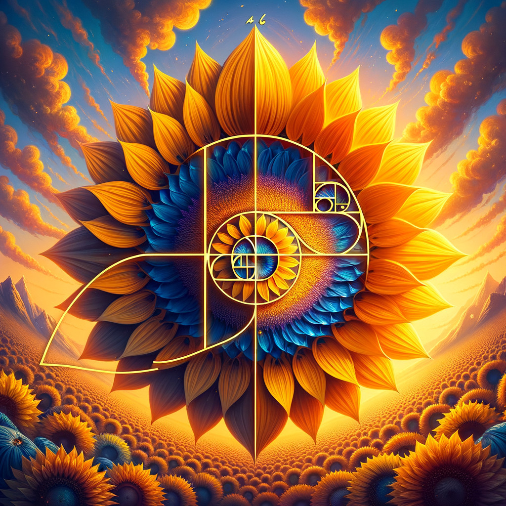 Vibrant Sunflower Design with Golden Yellow and Blue