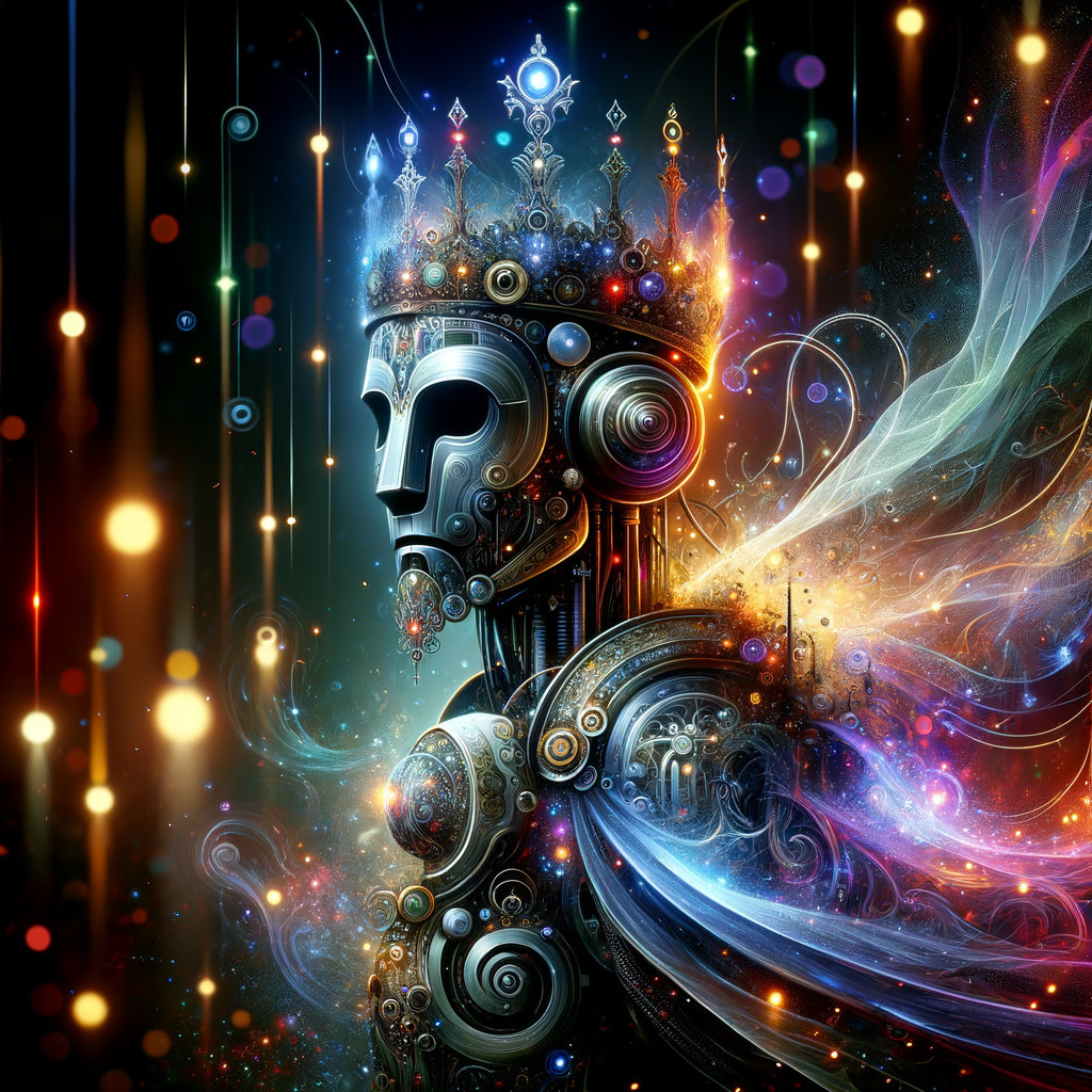 Robotic Figure with Intricate Mechanical Details and Aura