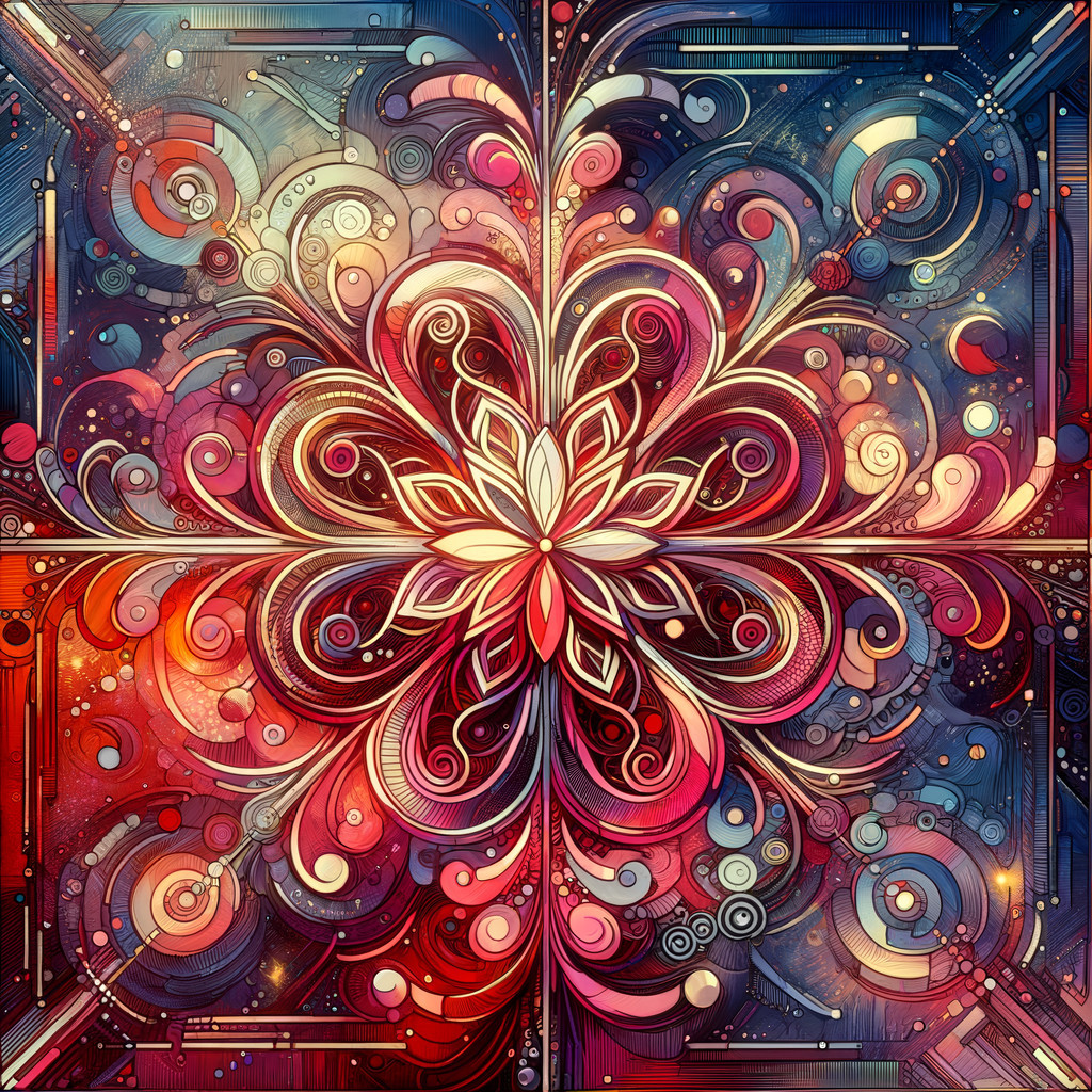 Intricate Symmetrical Floral Design with Vibrant Colors
