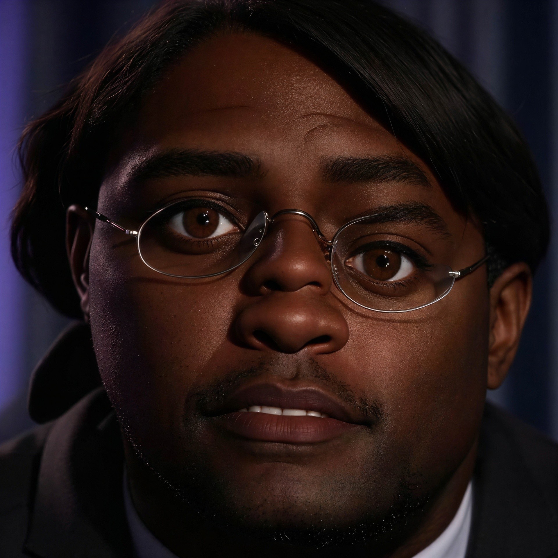 Headshot of a Black man in a dark suit with glasses