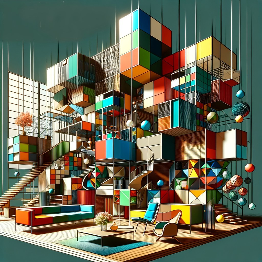 Vibrant Abstract Architectural Design with Colorful Blocks