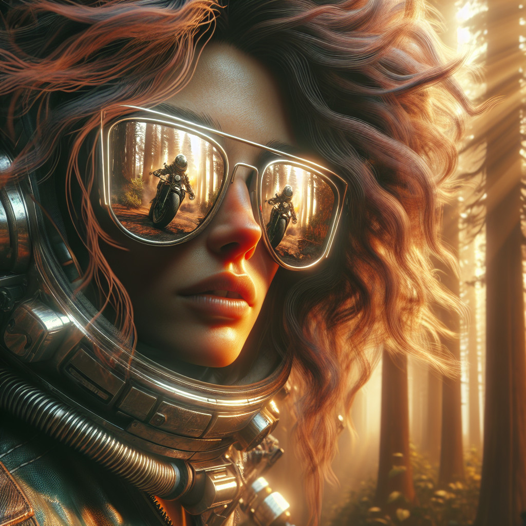Close-up of Woman in Futuristic Helmet and Sunglasses