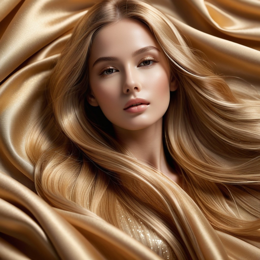 Close-Up of a Serene Young Woman on Satin Background