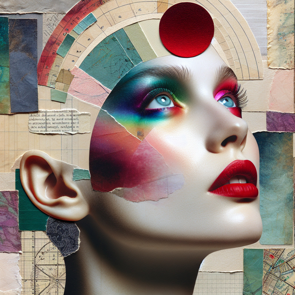 Vibrant Artwork of Woman's Face with Abstract Elements