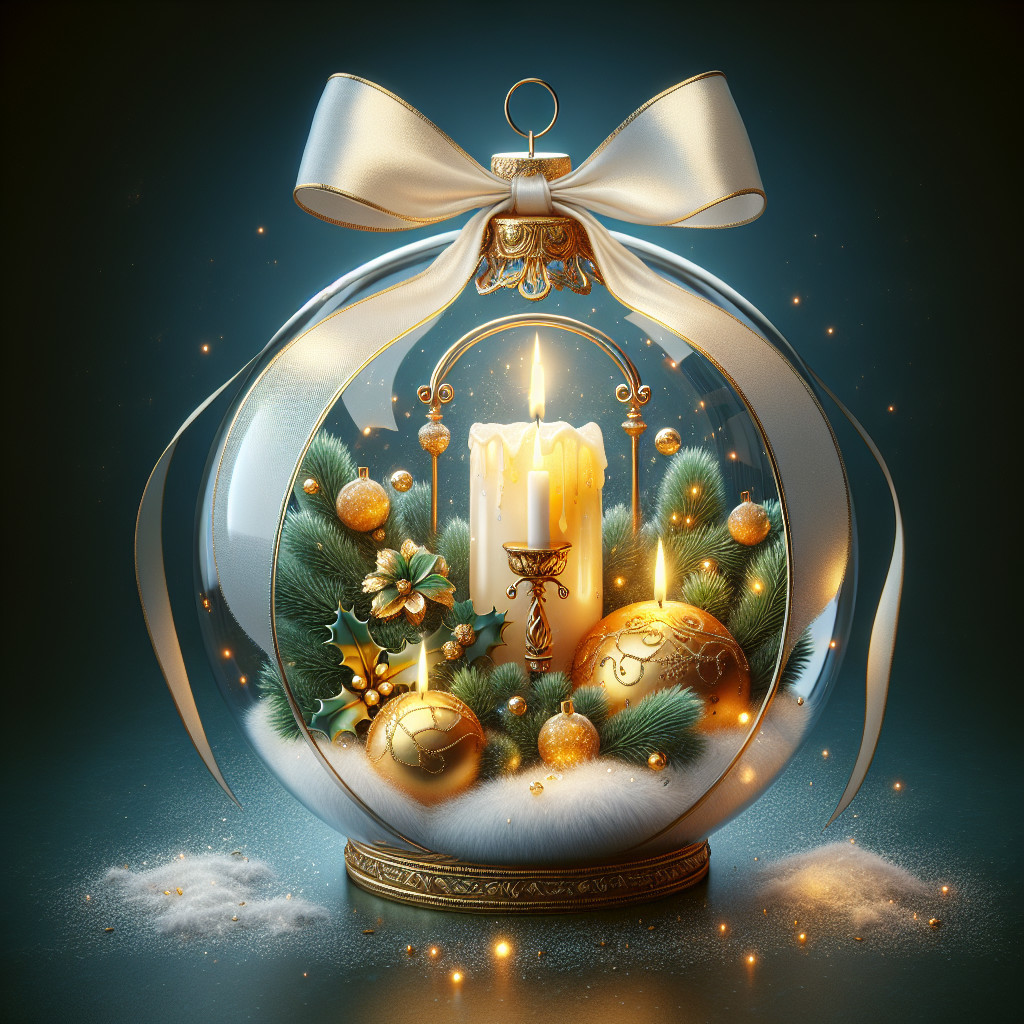 Glass Ornament Featuring Cozy Winter Scene with Candle