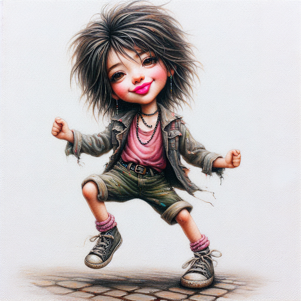 Playful Cartoon Character with Lively Expression and Style