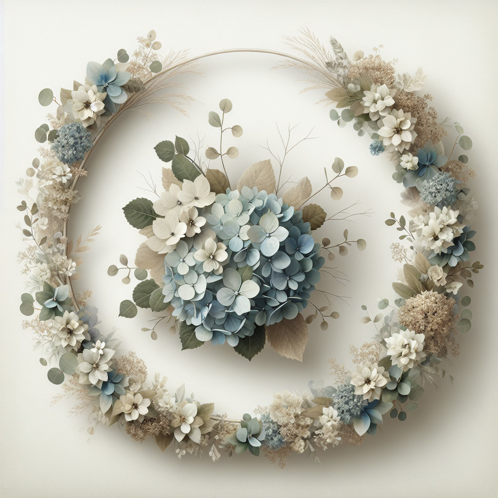 Floral Arrangement with Blue and White Hydrangeas