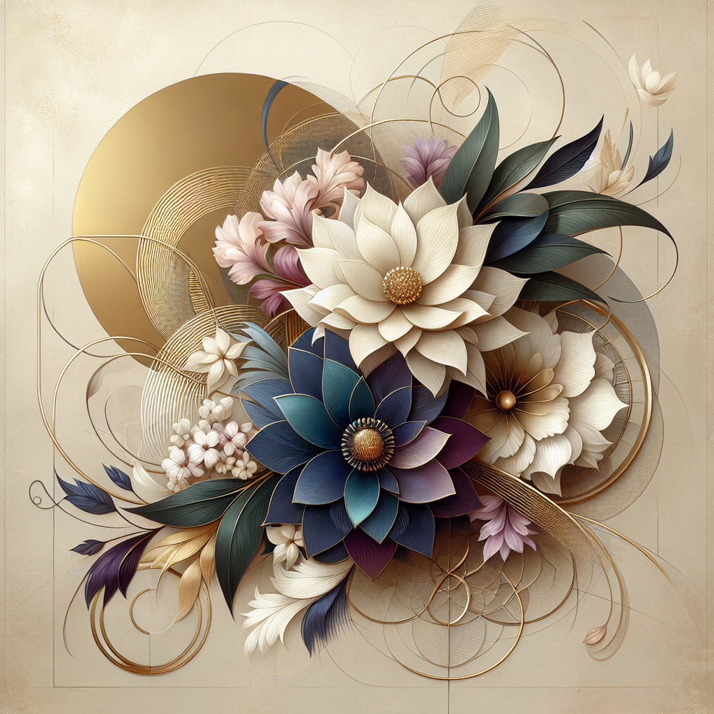 Intricate Floral Arrangement with Soft Hues and Elegance