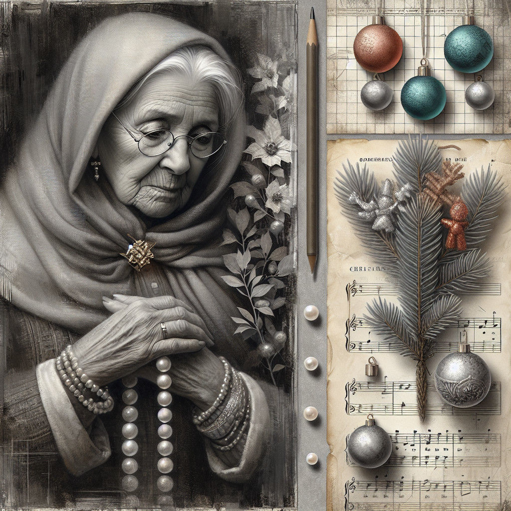 Collage Digital Painting of an Elderly Woman Portrait