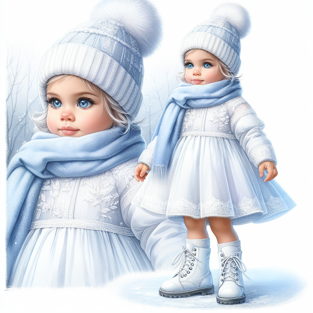 Charming Young Girl in Cozy Winter Outfit and Scarf