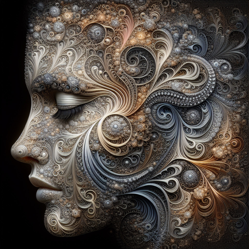 Abstract Design of a Face with Swirls and Spirals