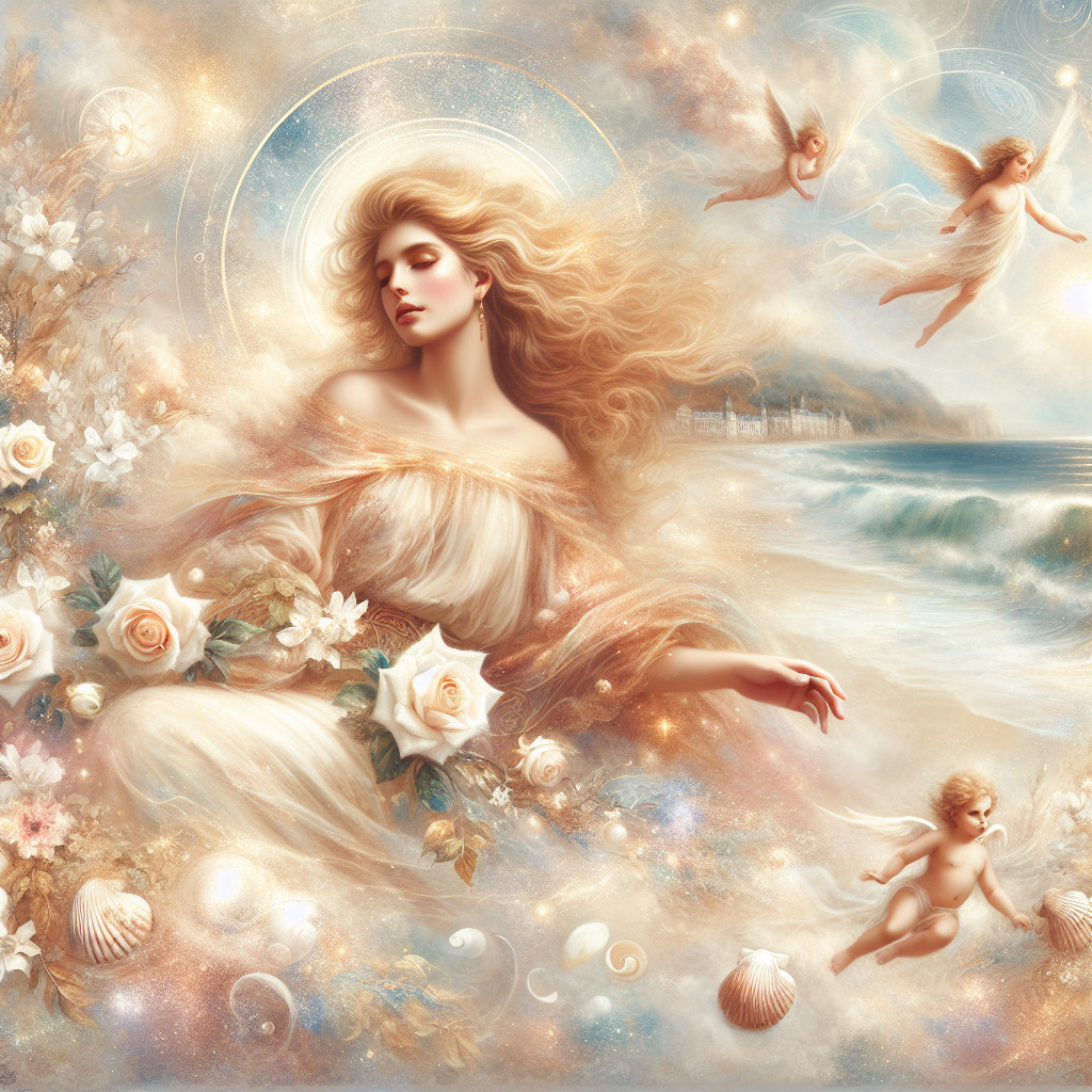 Ethereal Ocean Scene with Woman and Cherubs