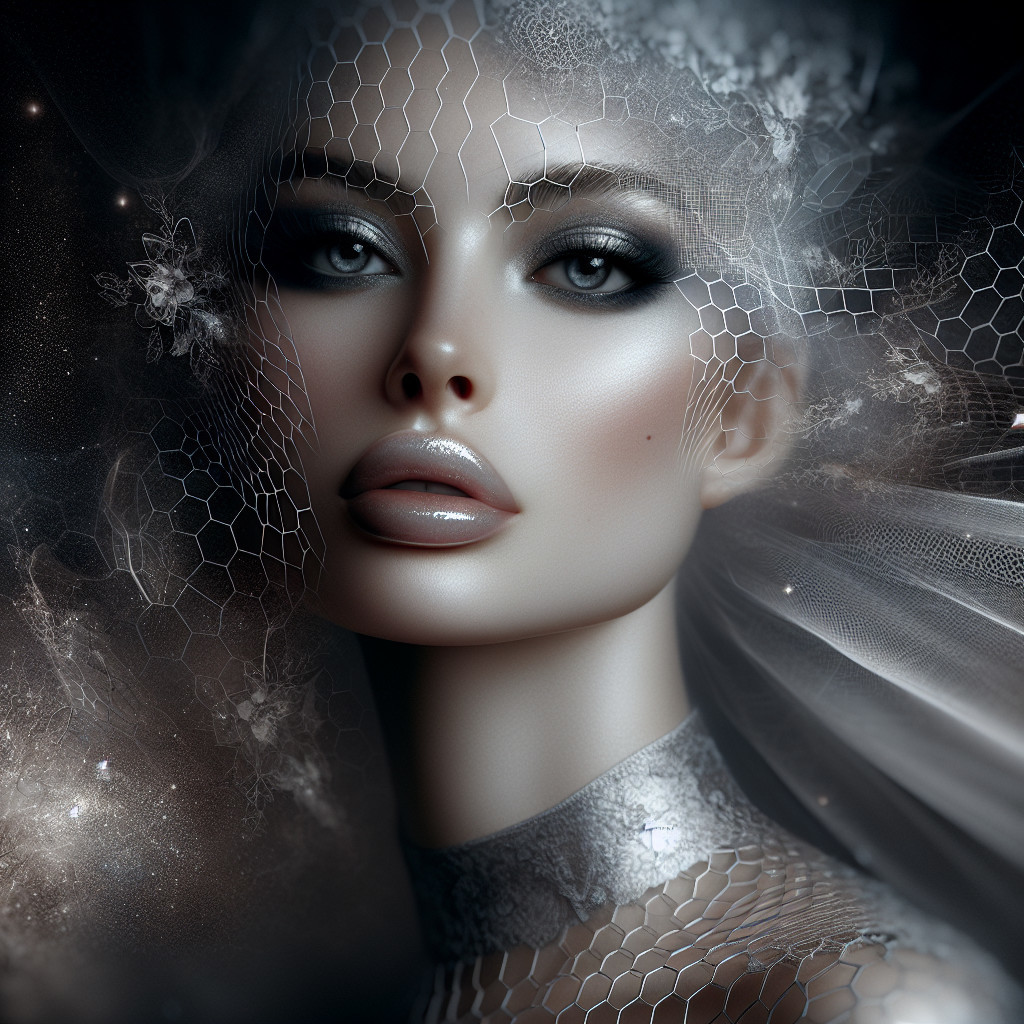 Portrait of a Woman with Dramatic Makeup and Veil