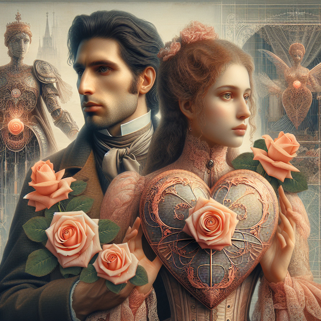 Romantic Couple in Vintage Attire with Steampunk Elements