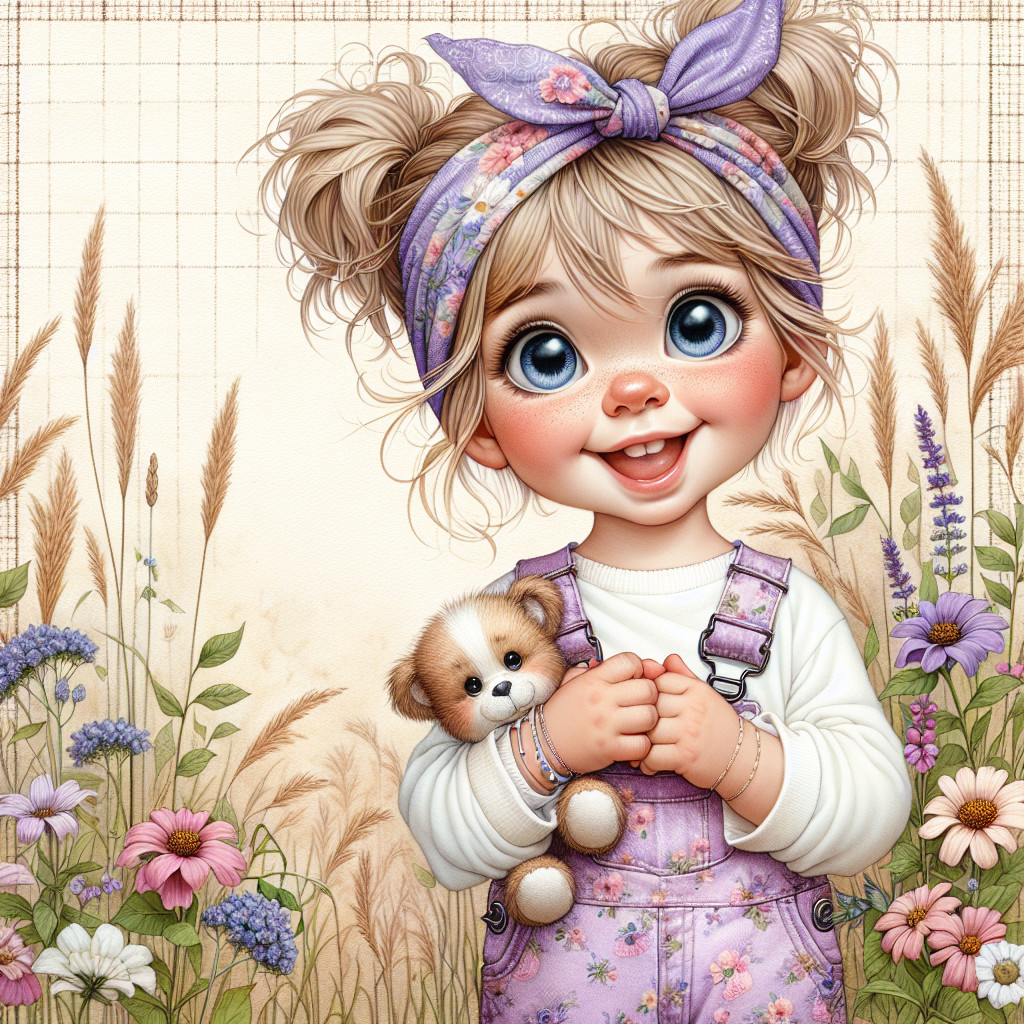 Young girl with blue eyes and floral headband in nature