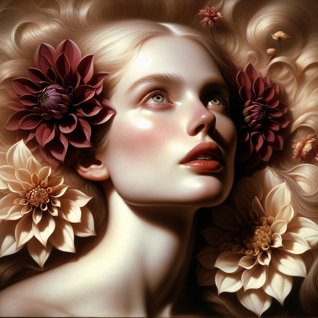 Serene Portrait of a Young Woman with Flowers