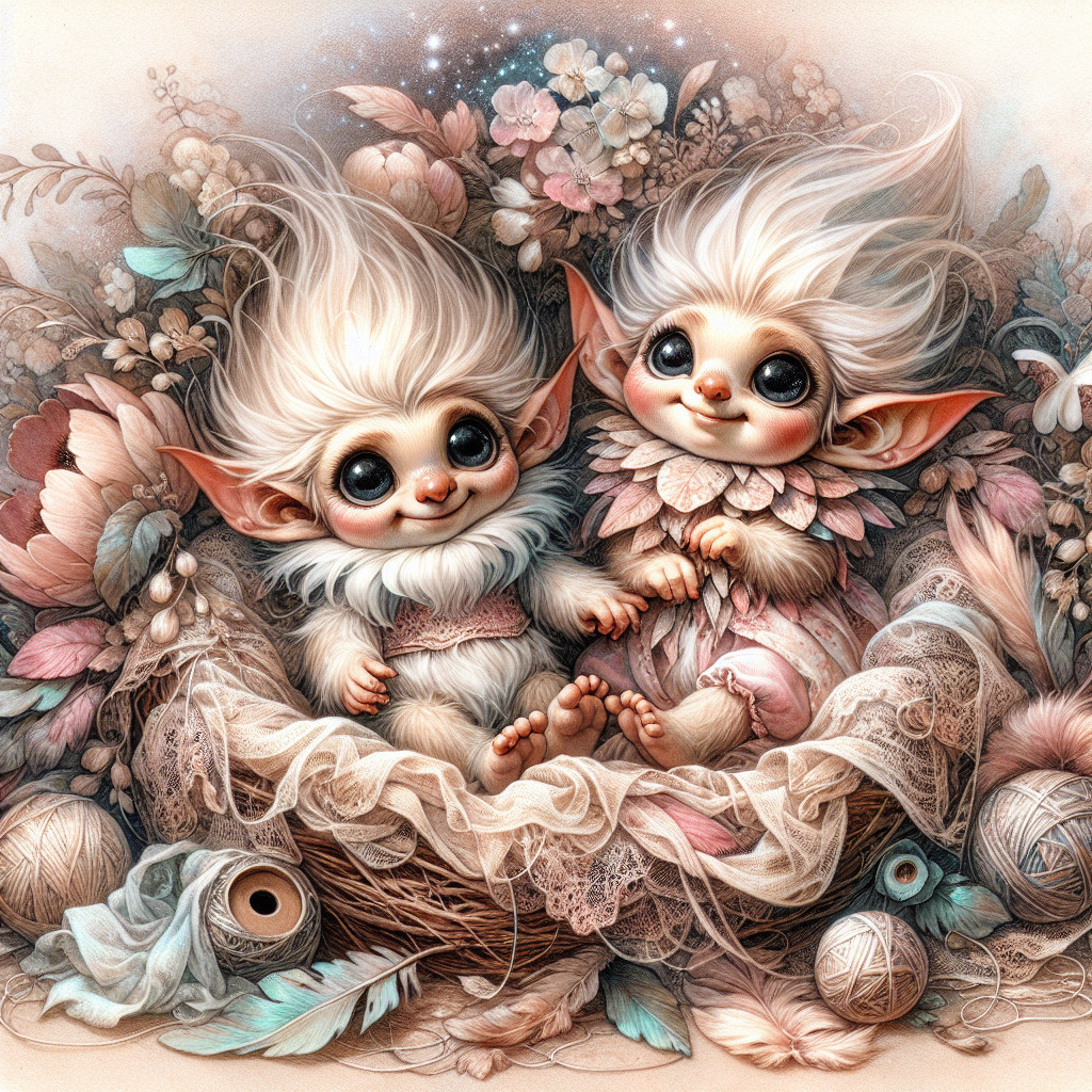 Whimsical Creatures in a Cozy Floral Nest