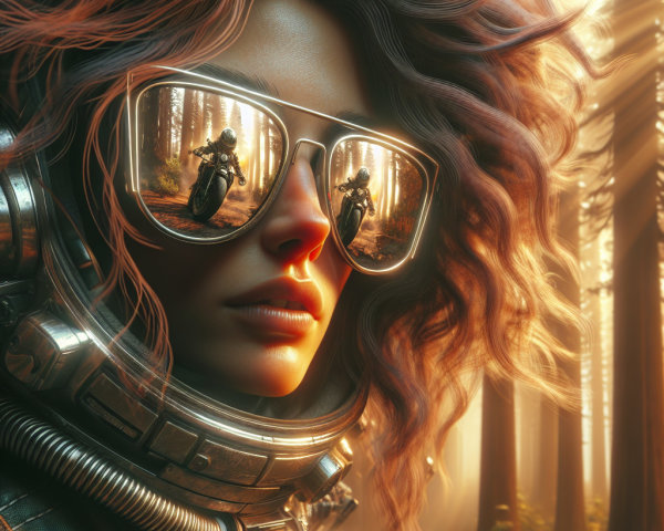 Close-up of Woman in Futuristic Helmet and Sunglasses
