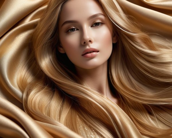 Close-Up of a Serene Young Woman on Satin Background
