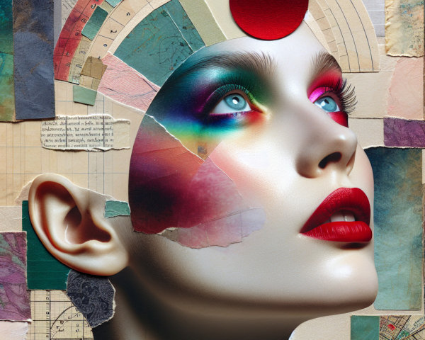 Vibrant Artwork of Woman's Face with Abstract Elements