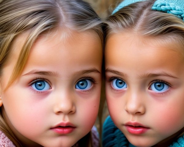 Young girls with blue eyes and light brown hair