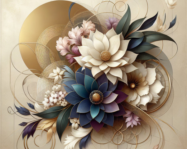 Intricate Floral Arrangement with Soft Hues and Elegance