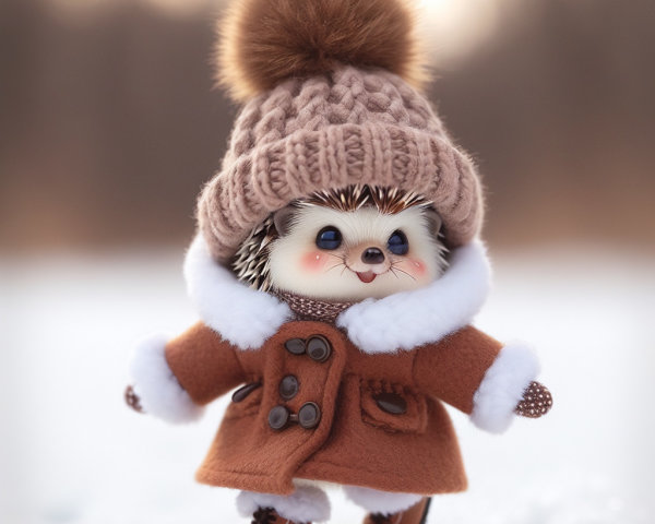 Whimsical Hedgehog Doll in Cozy Winter Outfit