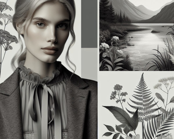 Monochromatic Portrait of Young Woman in Nature