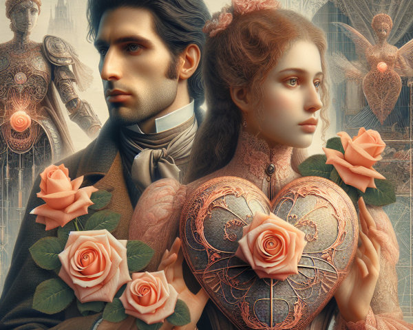 Romantic Couple in Vintage Attire with Steampunk Elements