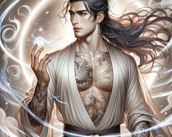 Fantasy Character Beneath a Luminous Moonlight