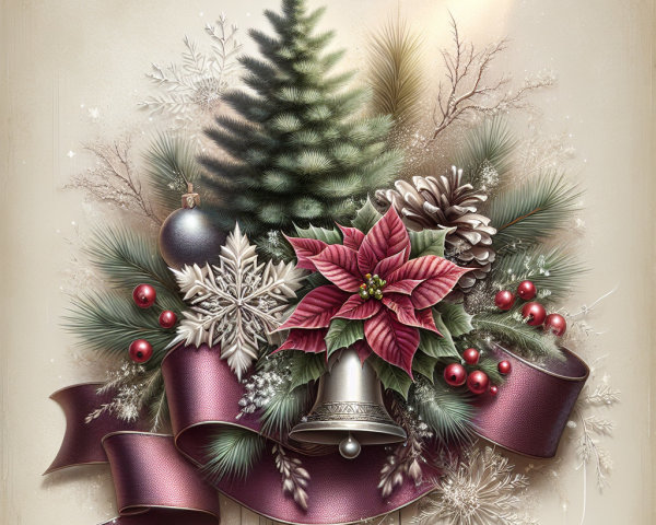 Festive Christmas Tree Arrangement with Poinsettias