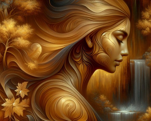 Stylized Profile of a Woman in Autumn Hues