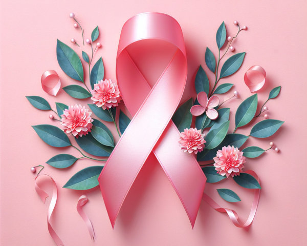 Pink Ribbon and Floral Design for Awareness