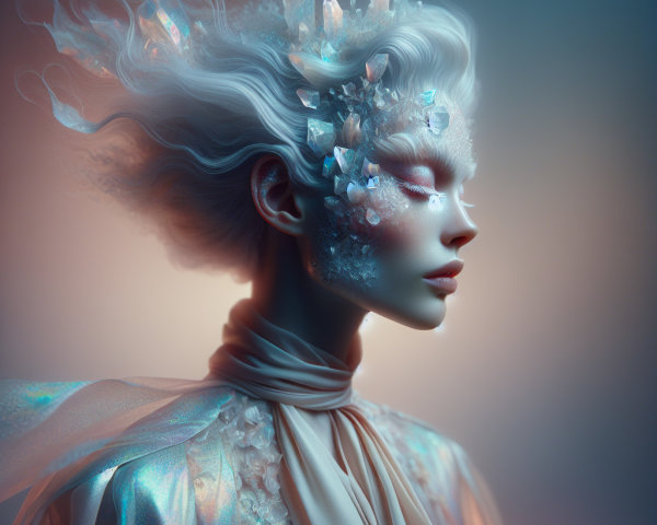 Surreal Portrait of a Woman with Ethereal Features