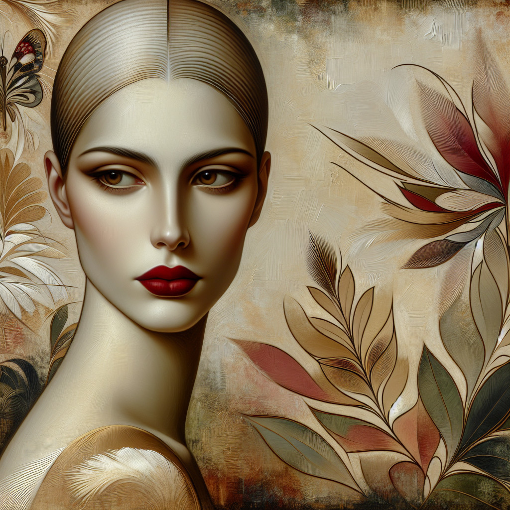 Portrait of a Woman with Porcelain Skin and Floral Background