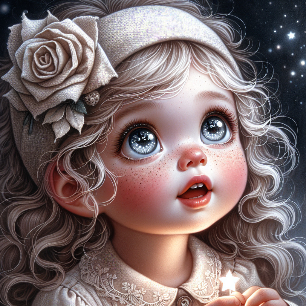 Whimsical Portrait of a Girl in a Dreamy Night Sky