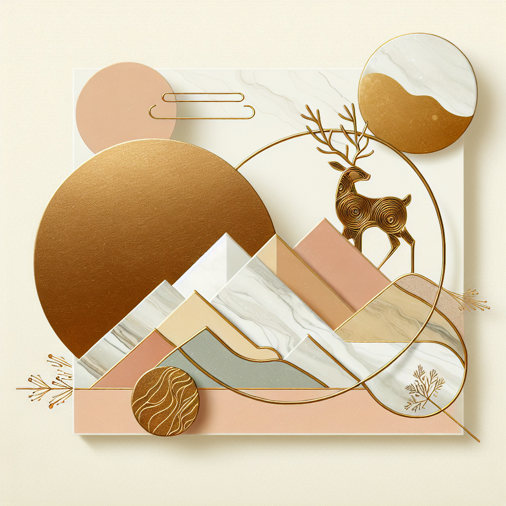 Vibrant Abstract Design with Geometric Shapes and Nature