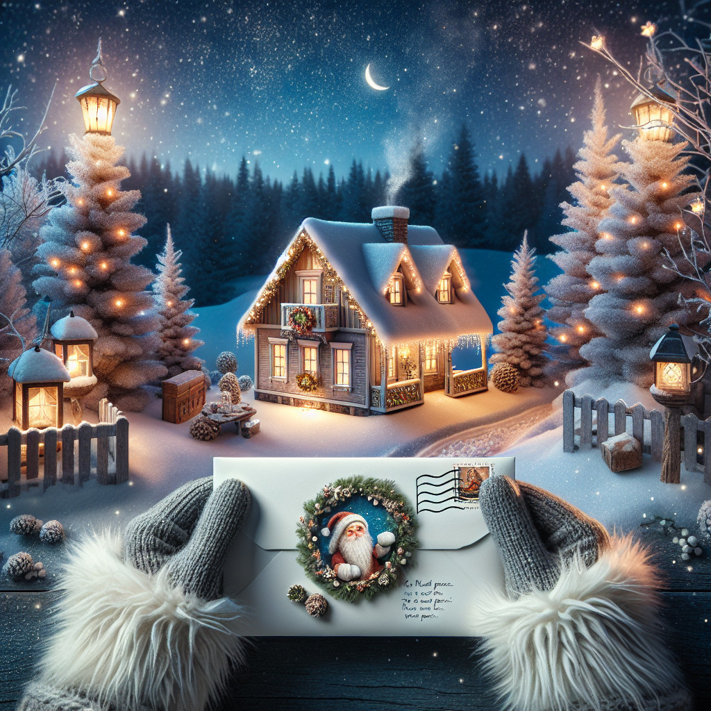 Cozy Snow-Covered Cottage Under Starry Night