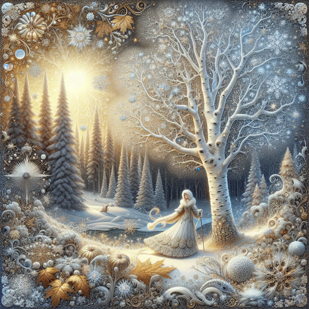 Ornate Digital Painting of a Winter Wonderland Scene