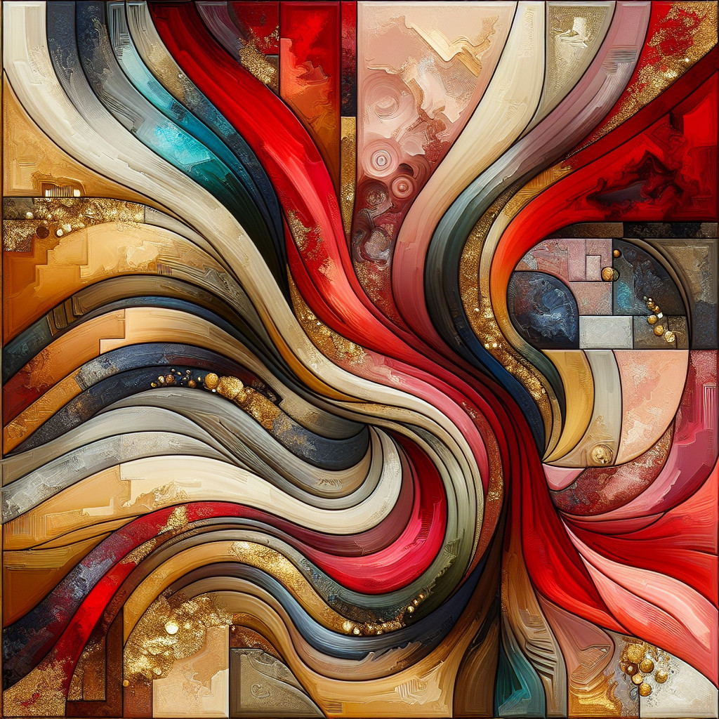 Abstract Composition of Flowing Shapes and Colors