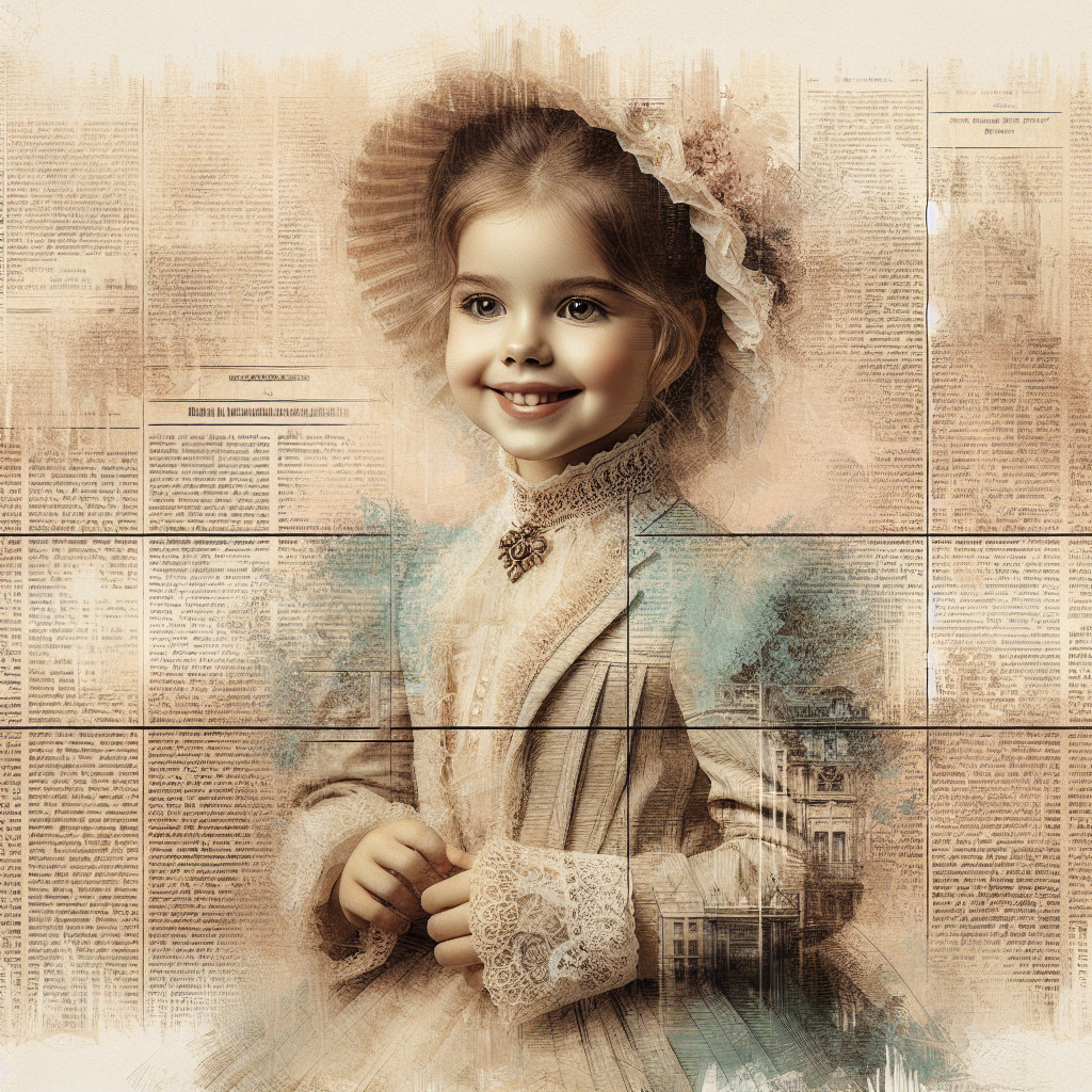 Portrait of a young girl in vintage cream gown
