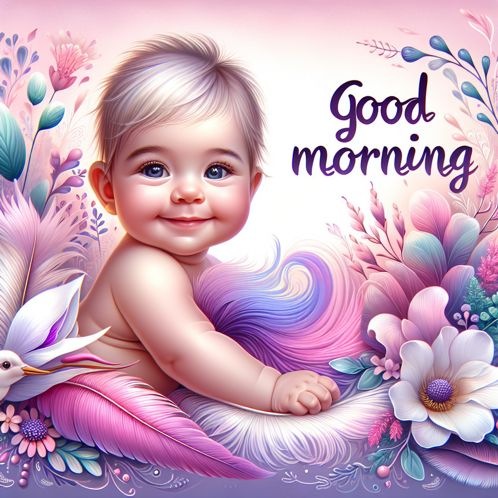 Joyful Baby Surrounded by Flowers and Pastel Colors