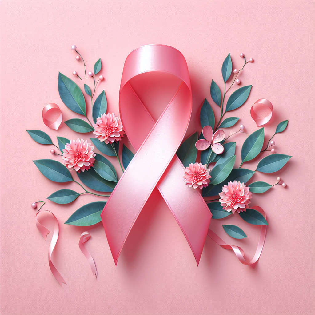 Pink Ribbon and Floral Design for Awareness