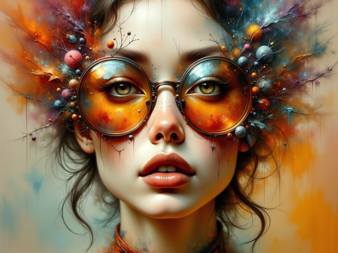 Portrait of a Woman with Galaxy-Inspired Hair